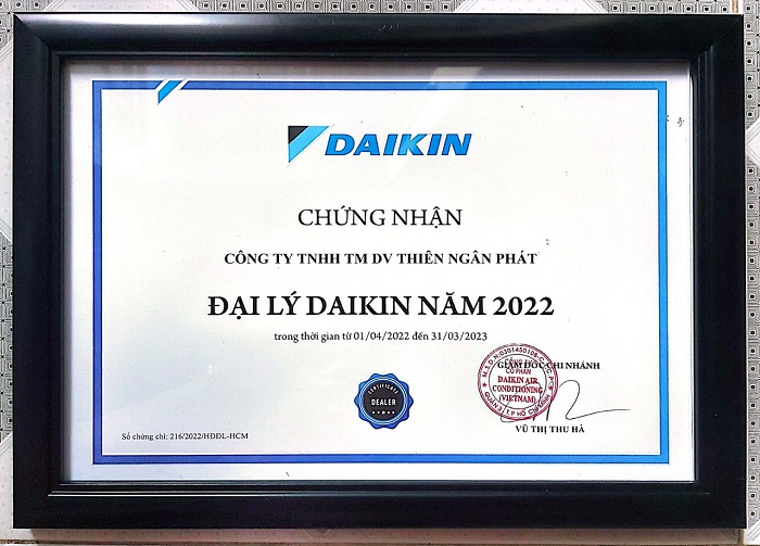 Điều hòa áp trần Daikin tự tin đáp ứng mọi nhu cầu của khách hàng. Chung-nhan-Dai-ly-Daikin