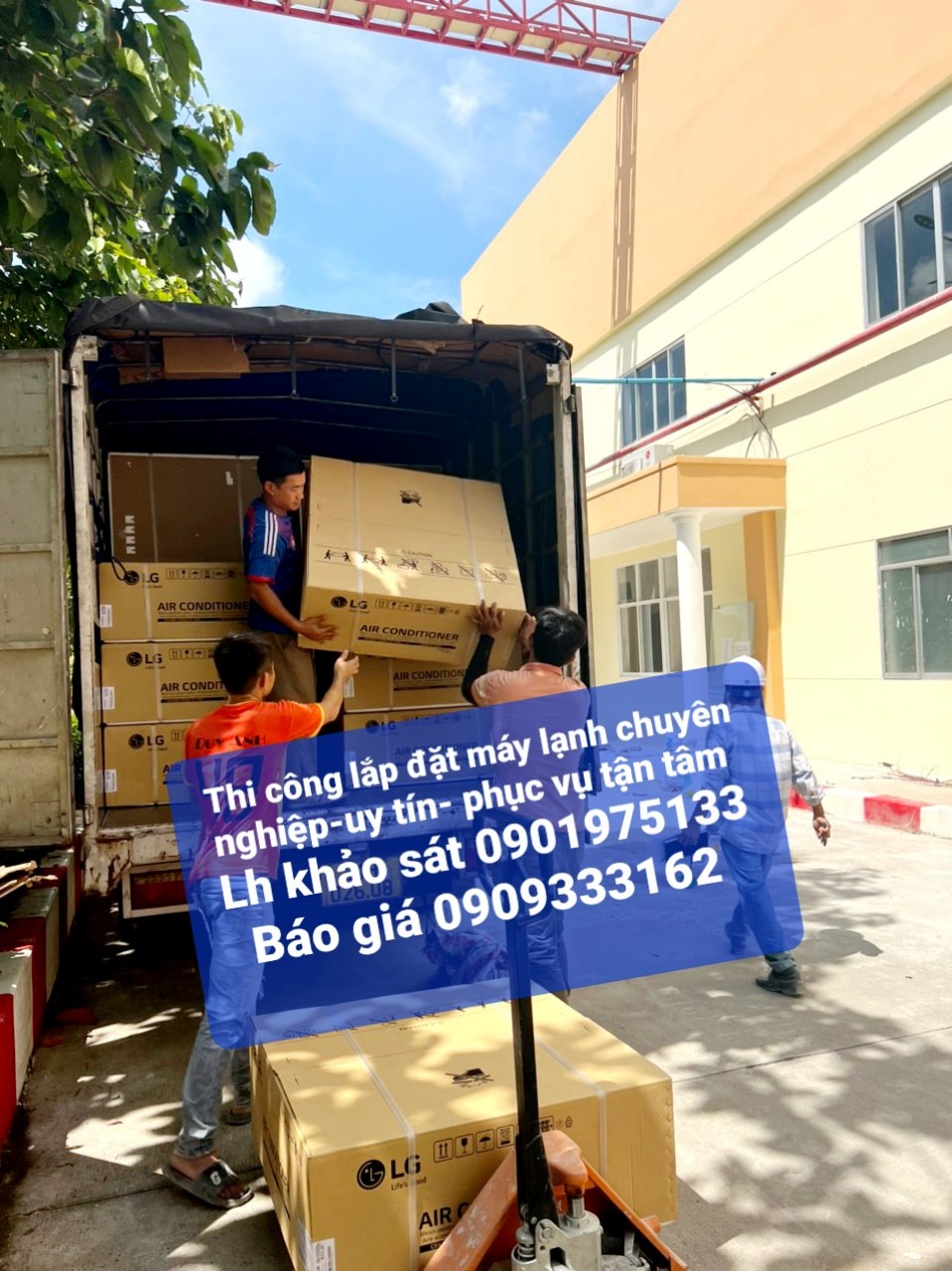 Công tác giao hàng lô máy lạnh âm trần LG tại Đồng Nai